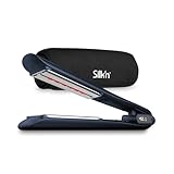 Silk'n 2-in-1 Flat Iron Hair Straightener and Curler - Ionic & Infrared Technology - Floating Titanium Plates and LED Display - For All Hair Types - SilkyStraight - Navy Blue