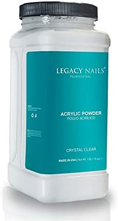 Legacy Nails Professional Crystal Clear Acrylic Powder, Net Wt. 1 lbs. / 16oz. - Mix With Glitter, Pigment and Create Custom Acrylic Nail Extension Colors