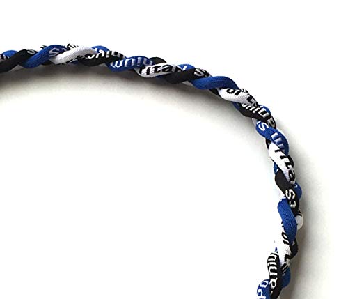 Cebuy 3 Rope Braided Tornado Titanium Sport Baseball Necklace 20" (Black/Blue/White) #TOP1