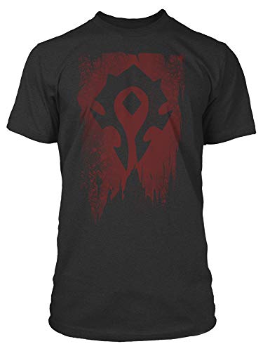 Jinx World of Warcraft Horde Banner Men's Gamer Graphic T-Shirt, Charcoal Heather, Large