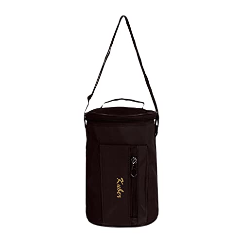 Image of Kuber Industries Lunch Bag | Canvas Waterproof Tiffin Bag for Office | Adjustable Shoulder Strap with One Small Zipper Pocket | Brown
