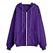 Girls Lightweight Jacket，Girls Zip Up Hoodie Kids Fashion Oversized Long Sleeve Hoodies for Teens Sweatshirt Jacket with Pockets(Dark Purple-2, 5-6 Years)