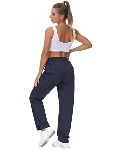 Vvk Women's Cargo Joggers Pants Lightweight Athletic Outdoor Travel Hiking Quick Dry Workout Pants Water Resistant Navy Small #TOP1