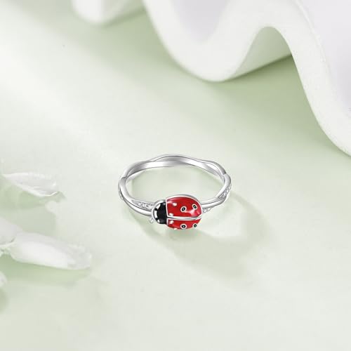 Bague coccinelle argent sterling 925 bijou femme fille maman 8