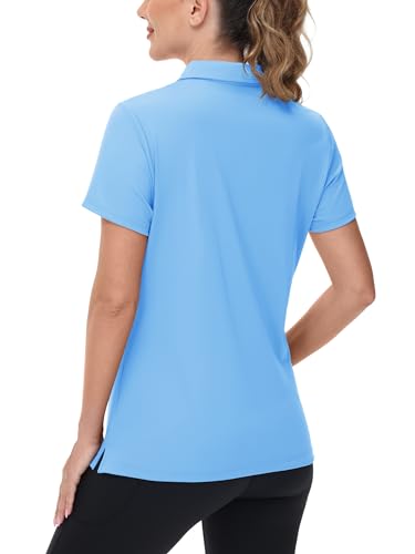 Image of TACVASEN Women's V-Neck Polo Shirts UPF 50+ Short Sleeve Sun Protection Quick Dry Golf Polos Collared Shirt