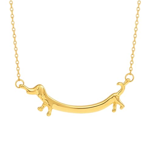 Isla & Wren Co. Gold-Plated Fun & Playful Dachshund Dog Pendant Necklace, 18 Inch Chain, Decorative Dog Jewelry - Whimsical Artsy Pet Lover Gift