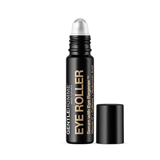 Hyaluronic Acid & Caffeine Eye Roller Serum for Men with Vitamin C – Made in USA – Depuffing Eye Roller Ball for Dark Circles & Puffiness – Mens Day & Night Anti-Aging Under Eye Serum Roller – 10ml (0.34 Fl Oz (Pack of 1))