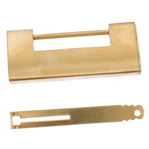 Loigohon 復古風銅製南京錠 、 アンティークデザイン鍵付きで小物入れに適した耐久性あるロック (9.5X3.1X1.5CM,ゴールデン)