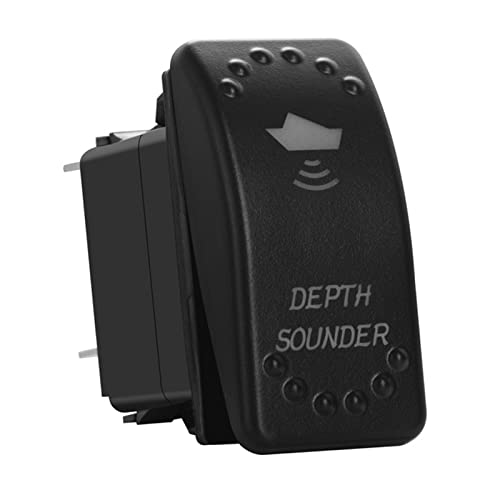 Image of Green Backlit Rocker Switch 5 Pin ON-Off Laser Etched Button Switch with Wires for Car Marine Boat UTV 20A /12V 10A /24V (Depth Sounder)