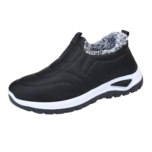 Hombre Zapatos de invierno Slip-on Forrado Polar Zapatillas Casuales Calientes Suela Antideslizante Botas De Nieve Zapatos Para Caminar Ligero Cómodo, Le Noir, 40 EU