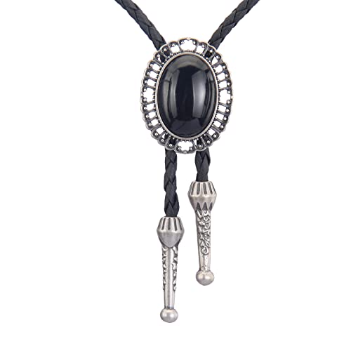 Image of Jeilwiy Bolo Tie for Men Western Cowboy Tie Necklace Gold Bolo Tie Leather Necktie Halloween Tie Accessories for Women