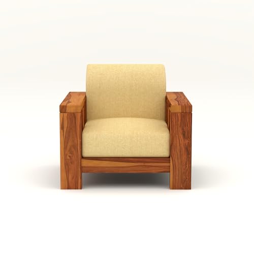 NATRAJ ART & CRAFT Sheesham Wooden 1 Seater Sofa for Living Room | Solid Wood Sofa | Rosewood Sofa Set for Home & Office | Lounge (Natural)
