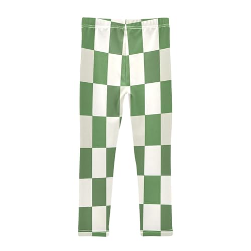 Bolaz Toddler Girls Leggings Printed Yoga Pants Leggings Green and White Checkered for Kids2