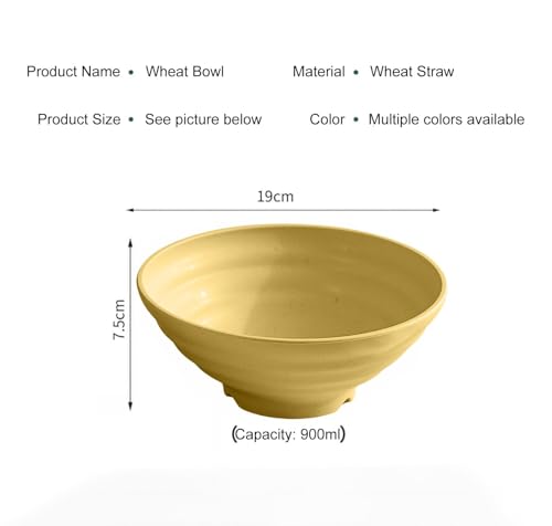 Image of Wheat Straw Salad Bowls Set (900ml) - Large Microwave Safe, Unbreakable & Stackable Bowls for Salad, Pasta, Soup, Ramen - BPA-Free, Eco-Friendly, Lightweight Serving Bowls for Kitchen (6, Multi)