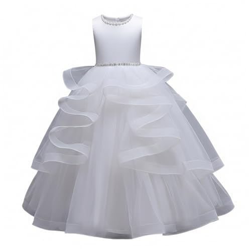 Vestidos de damita de honor para bodas con falda de gala en tul y cuentas de niña