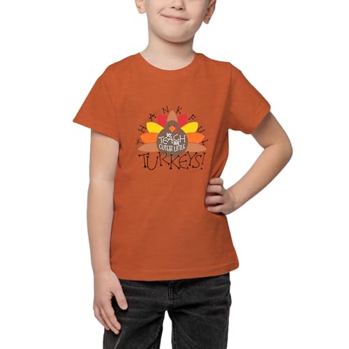 Thanksgiving Shirt Boys Girls Cute Turkey Graphic T-Shirt Kids Gobble Shirts Thankful Grateful Tops3