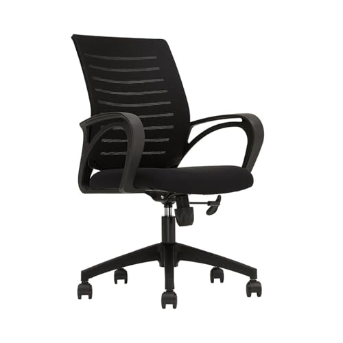 Sillas de Oficina ejecutivas Profesionales de Malla Transpirable, ergonómicas, con Respaldo Medio y Altura Ajustable (Negro)