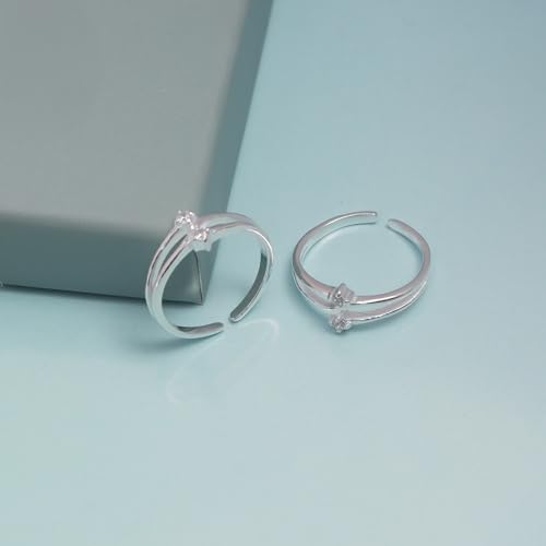 Image of TRUESILVER ACPL 925 Sterling Silver Toe Rings for Women | BIS Hallmarked Classic, Ruby Red & Cubic Zirconia Stone Toe Ring