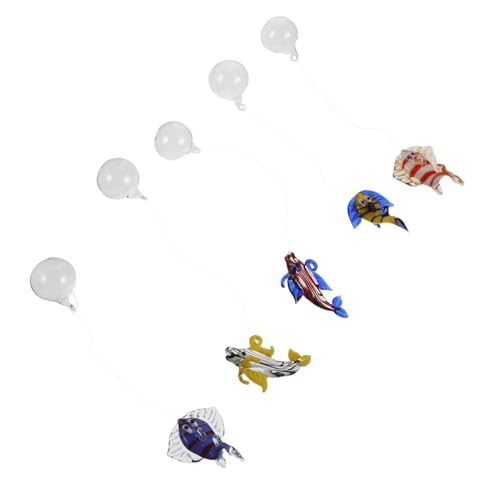 Supvox Lot de 5 poissons en verre flottants pour aquarium - En verre robuste - Pour bureau, maison...