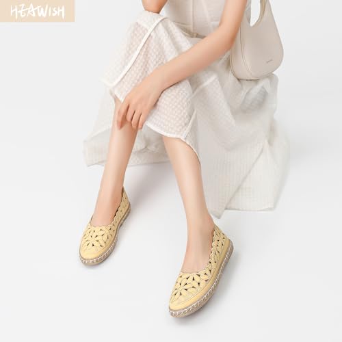 Image of HEAWISH Women's Ballet Flat Daisy Round Toe Dress Shoes Casual Slip On Rope Loafer