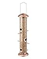 iBorn Metal Bird Feeders Brushed Copper Wild Bird Feeder for Outdoors Hanging All Metal Brushed Copper Finishing 14 Inch 6 Port(Seed is not Included)