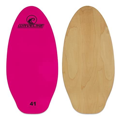 Waveline Neon Wooden Skimboard (Choose Size and Color) (Pink, 41
