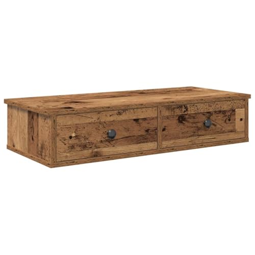 vidaXL Étagère Murale avec tiroirs Vieux Bois Bois d'ingénierie, étagère Murale avec Armoire, Meuble de Rangement Mural, Armoire de Rangement Flottante