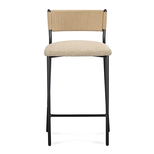 Butaco moderno TOV Furniture Celine en tono beige con estructura negra y tapizado en bouclé