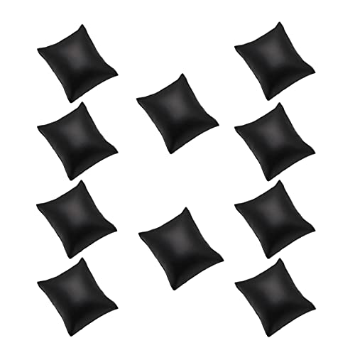 Fannuoncc 10-Pieces PU Leather Small Bracelet/Watch Pillow Jewelry Displays (Black)