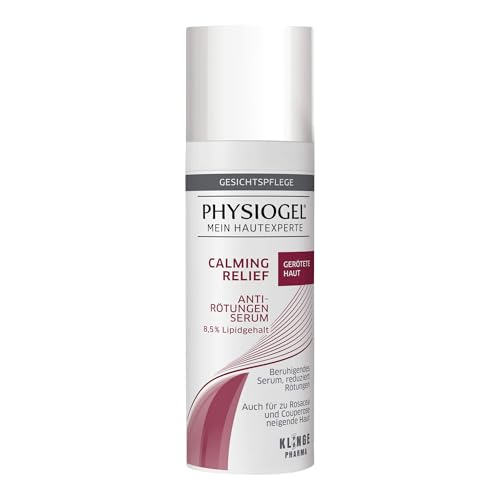 PHYSIOGEL Calming Relief - Suero facial calmante para pieles propensas a la rosácea y la cuperosis, suero facial antienrojecimiento con ceramidas, glicerina, AHA y endoteliol, 30 ml