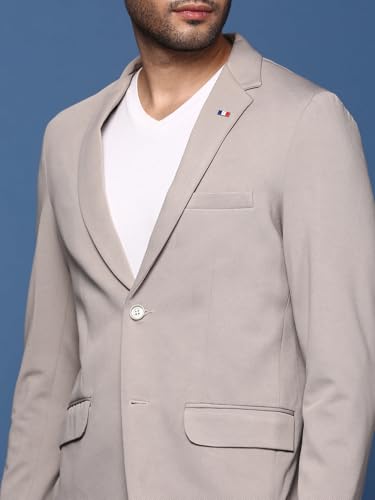 Image of SHOWOFFFF Men Solid Single Breasted Formal Blazer | Notched Lapel Full Sleeves Cotton Blazer for Mens | Slim Fit Regular Length Blazer for Men's