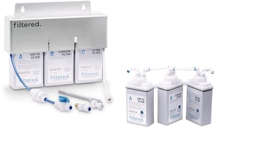 Universal Inline Water Filter for Refrigerators & Ice Makers + Replacement Filter Set