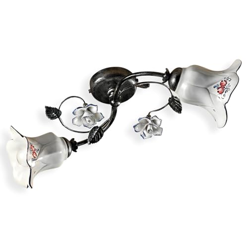 Plafonnier 2 lumières Pisa C1204-2 noir fumé argent contre les pièces sombres