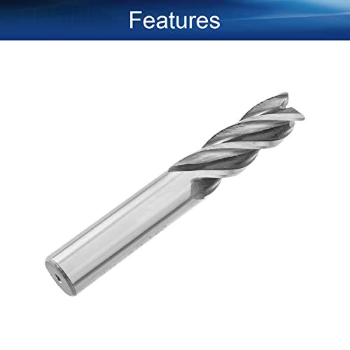 Image of Auniwaig 1 /2 inch Straight Shank End Mill Cutter, 4-Flute End Mill Bits,HSS-AL Spiral Bits, Round Shank Milling Cutting Tool for Stainless Steel Alloy Copper Metal 1Pcs