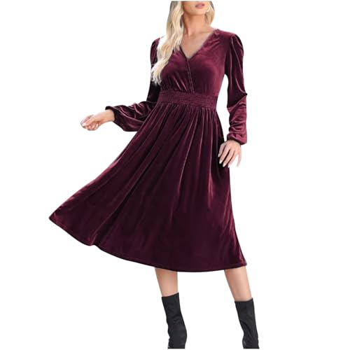 Robe noire élégante de coupe ajustée en ligne A tenue festive d'hiver mi-longue