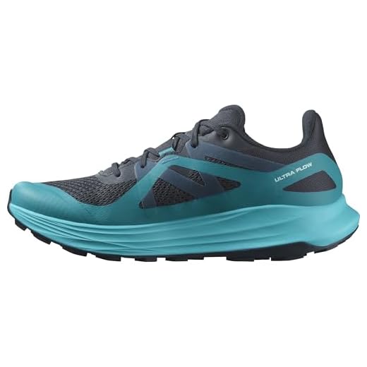 Salomon Ultra Flow Zapatillas de Trail Running para Hombre, Comodidad inmediata, Amortiguación del asfalto al sendero, Preparada para terrenos mixtos, Carbon, 43 1/3