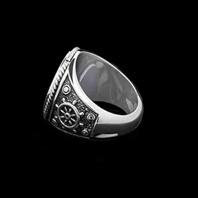 Skull Ring For Men, Vintage Pirate Crossed Swords Skull Head Ring, Punk Rock Skull Totem Ring, Gothic Pirate Skull Amulet Ring, Halloween Ring Biker, Viking Skull Jewellery Gift, 21.4, NO