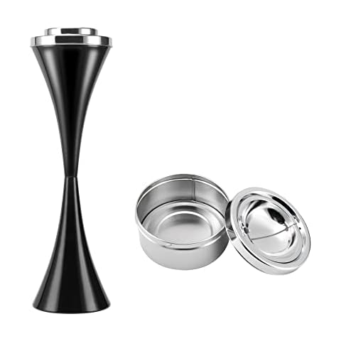 Anfrere Standing Outdoor Ashtray for Home Patio, Windproof Large & Tall Outside Ash Tray for Cigarette Butt Holder Receptacle Disposal, Black Metal Smokers Cigar Ash Tray Container with Lid, C01BK Cover