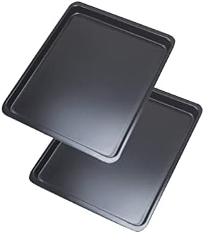 Shenfa Oven Baking Pans Nonstick Cookie Sheet Carbon Steel Cooking Pan Bakeware Set Rectangle Cookie Pans 2-Piece 14.5 x 10 x 0.7 inch, Black