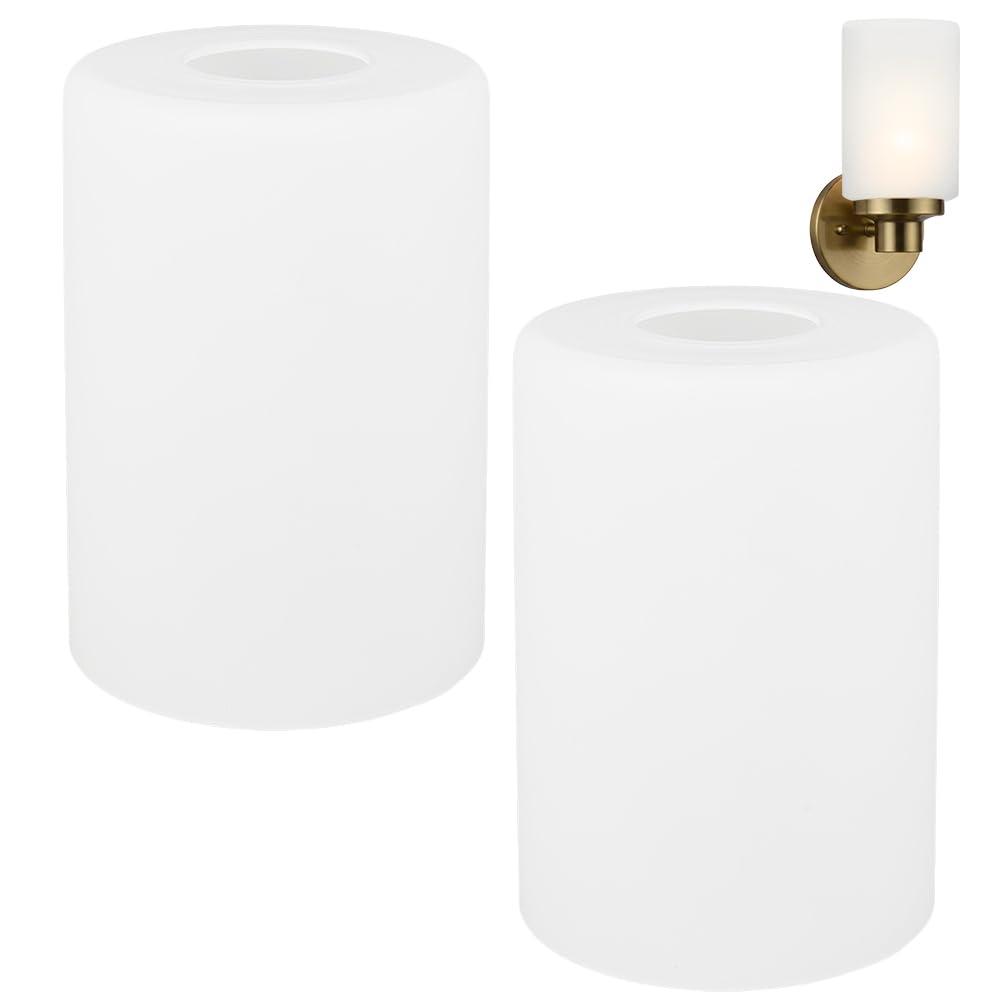 BENECREAT 2 Pack White Frosted Glass Lamp Shade, Light Fixture Replacement Glass Cover or Globe for Chandelier Pendant Lamp Wall Sconc Vanity Light, 10x15cm/3.9x5.9Inch