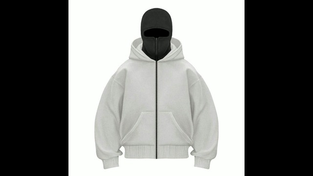 Produktbild von Unisex Balaclava Zip Hoodie Herren Damen Einfarbig Kapuzenpullover Warm
