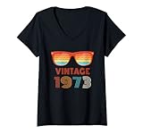 Photo Gallery donna vintage 1973 - retro sunset cool classic occhiali da sole compleanno maglietta con collo a v Photo Gallery donna vintage 1973 - retro sunset cool classic occhiali da sole compleanno maglietta con collo a v