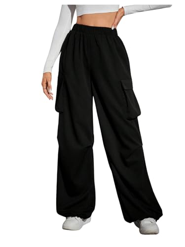 SweatyRocks Women's High Waisted Cargo Pants Wide Leg Streetwear ...