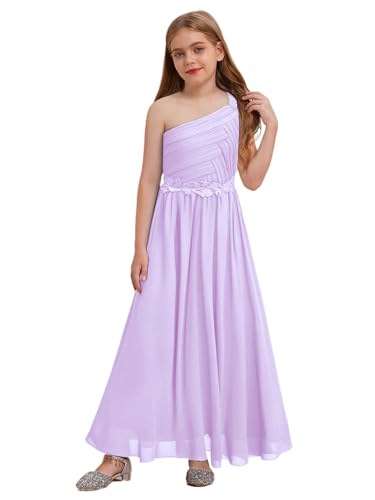 Choomomo Girls Special Occasion Dress One Shoulder Chiffon Junior Bridesmaid Wedding Flower Girl Dress3