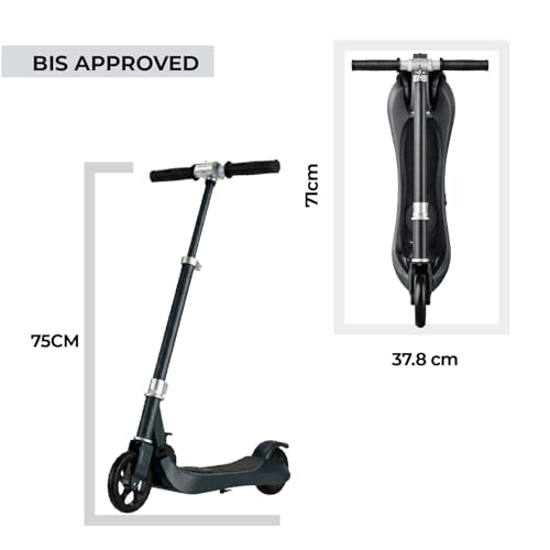 Image of Lifelong Kids Electric Scooter for 6-12 Years Age | with Rechargeable Battery, Adjustable Handle Height & Foldable Design | Safe Kids Scooter with Anti-Slip Deck (Black)