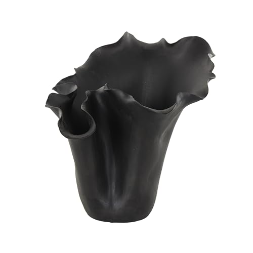 Image of Deco 79 Ceramic Floral Decorative Vase Abstract Floral Inspired Centerpiece Vase, Flower Vase for Home Decoration 10 inch x 10 inch x 10 inch, Black