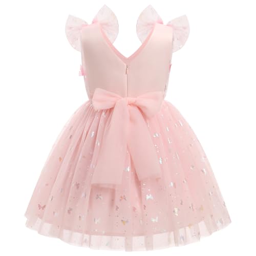 Image of IMEKIS Toddler Kids Girls Butterfly Dress Sparkle Sequins Tulle Wedding Formal Birthday Dresses 2-10T