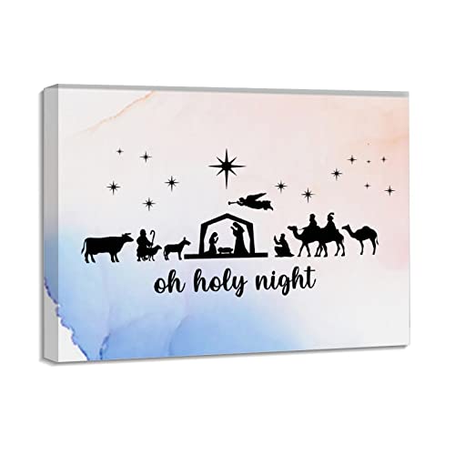 Impressions sur toile Oh Holy Night tableau crèche de Noël chic