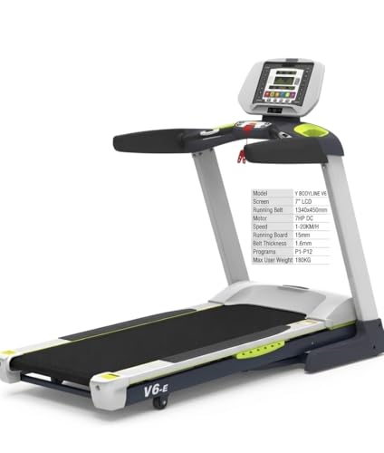 Image of Motorised Treadmill, Electric Fitness Running Machine with LCD Console, Home Gym Cardio, 7 inch LCD, 7HP DC Motor, 1-20KM /H Speed, Max Weight 180 kg.