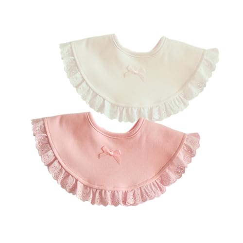 Holibanna Babero Infantil De Algodón Con Diseño De Lazo y Rosa Como Delantal De Almuerzo Para Niñas Suave y Absorbente